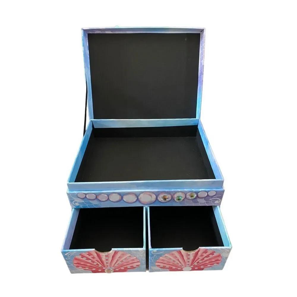 Mermaids Are Real Triple Compartment Jewelry Box Pullout Drawers